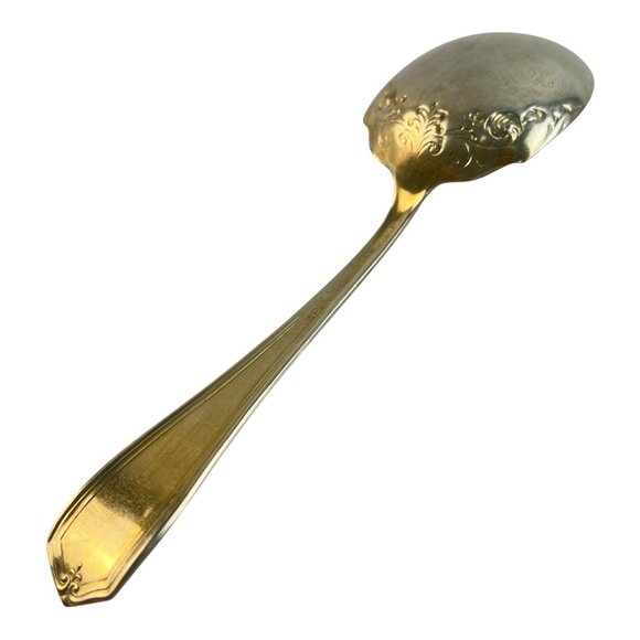 Antique Rogers Bros 1910 Concord Floral Swirl Sugar Sauce Spoon Nickel Silver - Picture 4 of 7